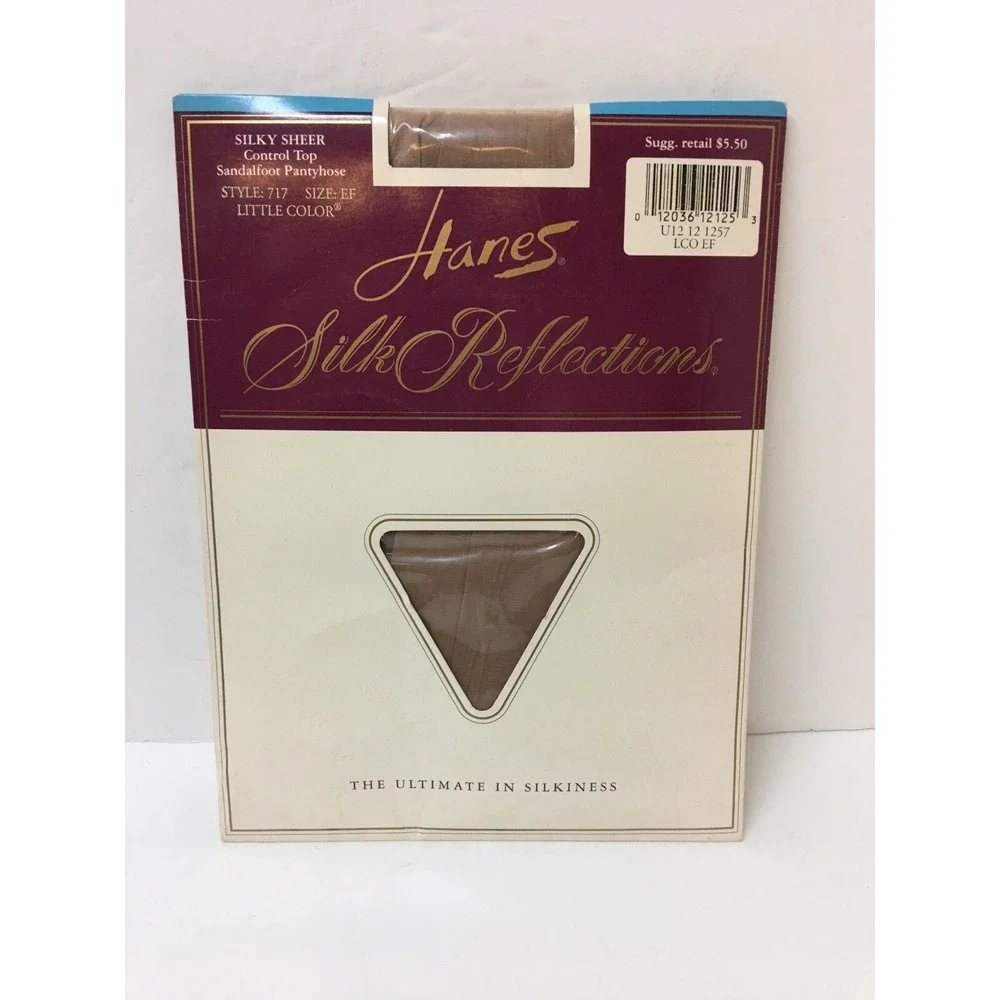 Vintage Hanes Silk Reflections Control Top Pantyhose Size EF Little Color